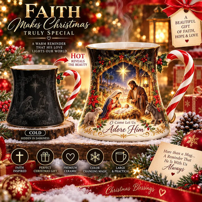 ⏳ Last Day 49% OFF – 🎄Christmas Magic Heat-Reveal Mug | 350 mL Color-Changing Santa Village Cup ☕