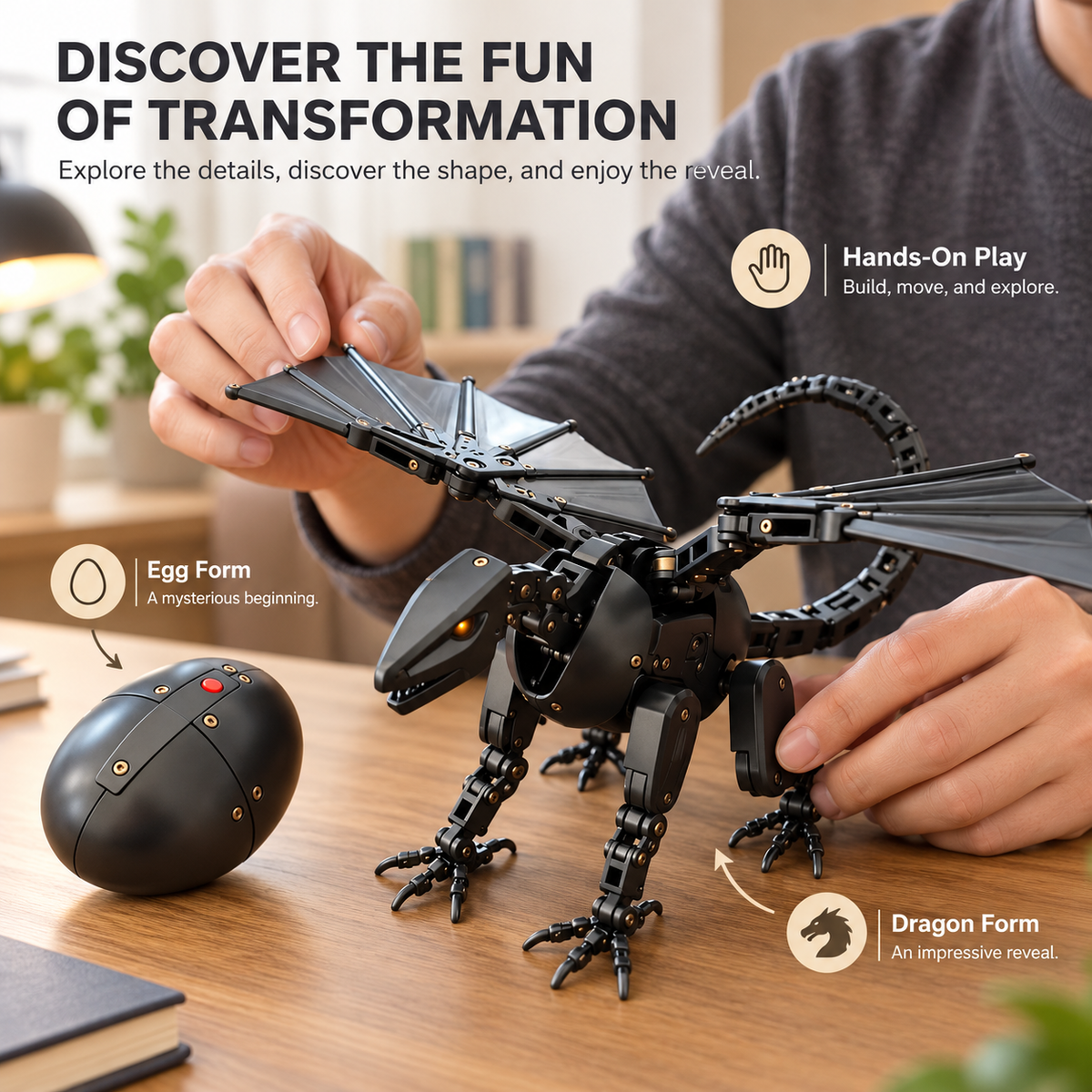 🥚🐉 DragonMorph – Egg to Dragon Transforming Mechanical Toy⭐️