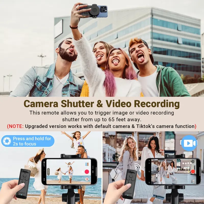 📱 Bluetooth Remote Control for TikTok Scrolling: Wireless Page Turner & Camera Shutter for Video Recording – Hands-Free Cellphone Accessory for iOS & Android