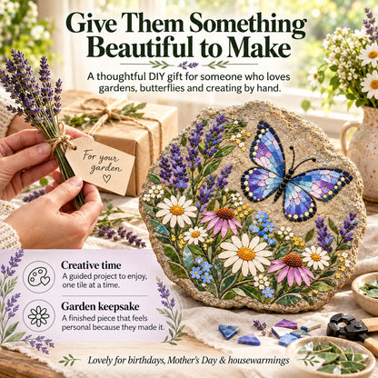 🦋 Butterfly Wildflower Mosaic DIY Kit | Complete Guided Craft Set