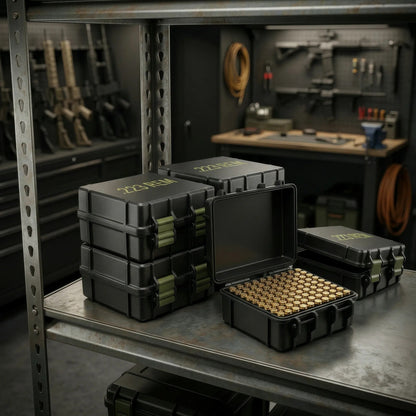 100 Round Ammo Storage Box | Waterproof Hard Shell Ammunition Organizer Case