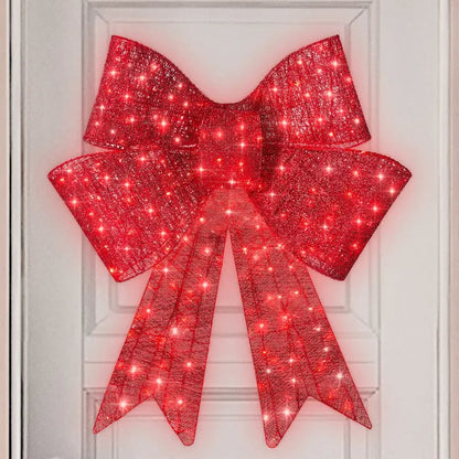 🎄 24″–48″ Giant Lighted Christmas Bow – Red LED Outdoor Decoration with 8 Modes & Timer