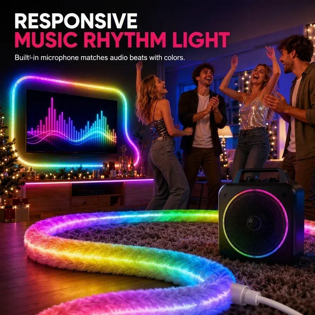 ⏳ CHRISTMAS HOT SALE ONLY $19.99!! ✨🌟 Faux Fur Neon Light Strip – 360° All-round Glow ✨