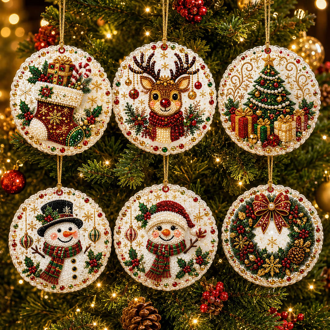 🔥Last Day of the Promotion!🎄Christmas DIY Diamond Painting Ornament Set (6‑Pieces)🎅