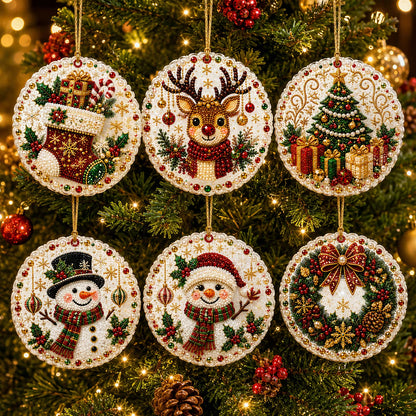 🔥Last Day of the Promotion!🎄Christmas DIY Diamond Painting Ornament Set (6‑Pieces)🎅