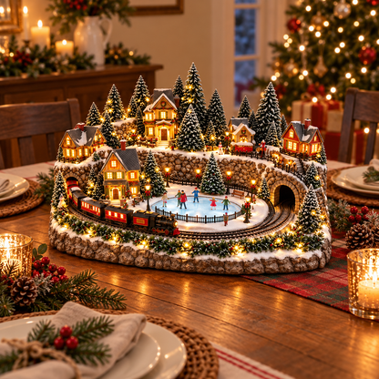 🔥 LAST DAY 49% OFF 🔥 Animated Holiday Train & Ice Rink Scene ✨