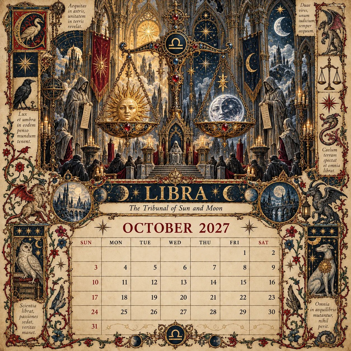 📅✨2027 Zodiac Grimoire Calendar™ | 12 Signs, 12 Forbidden Chapters