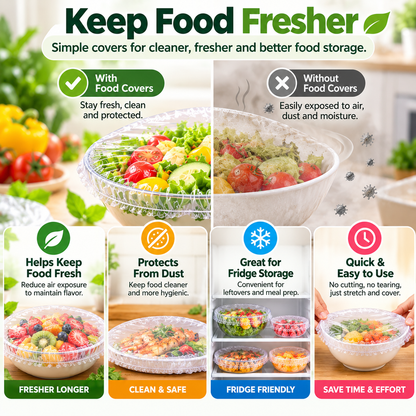 🥗 Elastic Food Storage Covers – Stretch Fresh-Keeping Bags for Bowls, Plates & Trays
