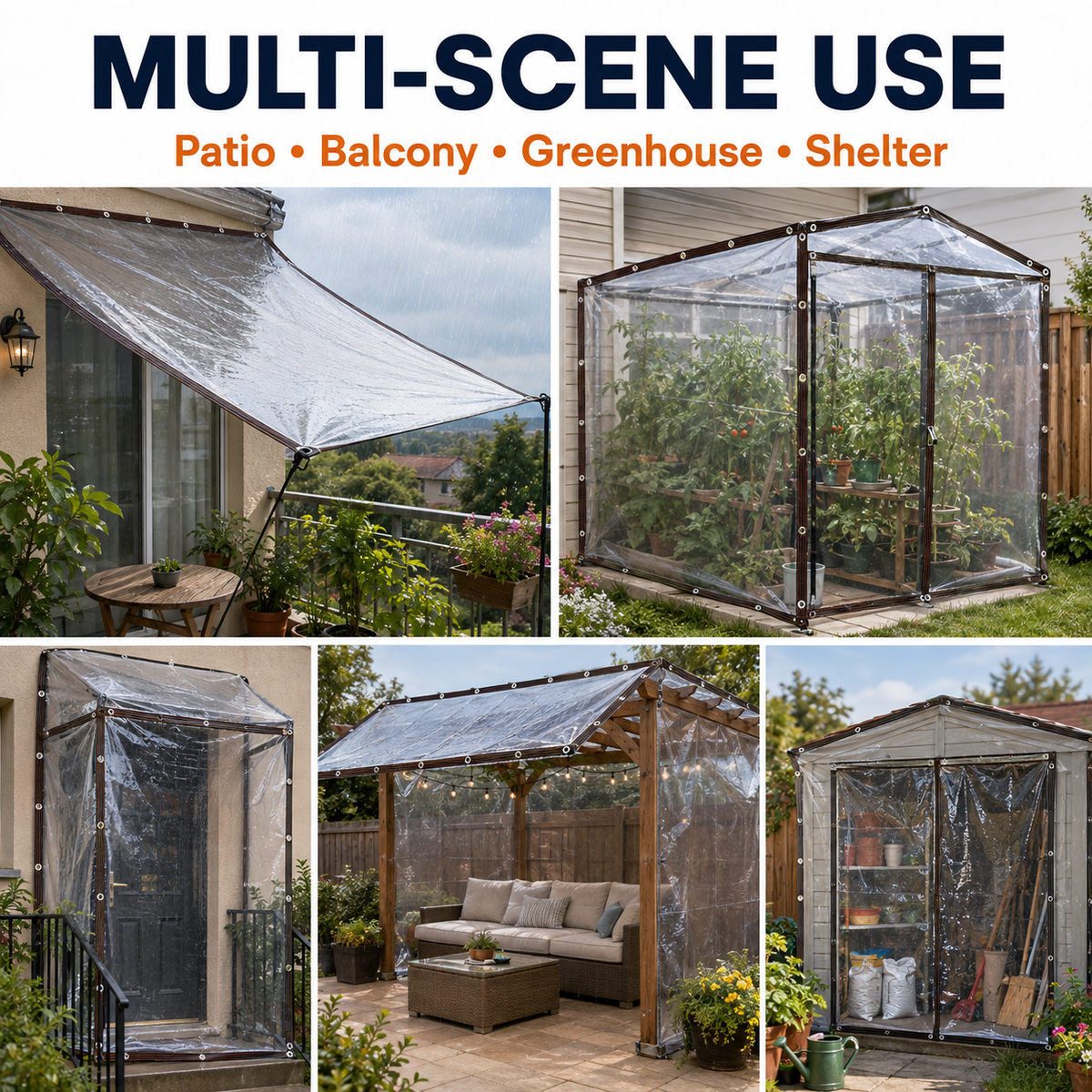 🌧️ Clear Waterproof, Windproof & Cold-Resistant Tarp – All-Weather Outdoor Protection