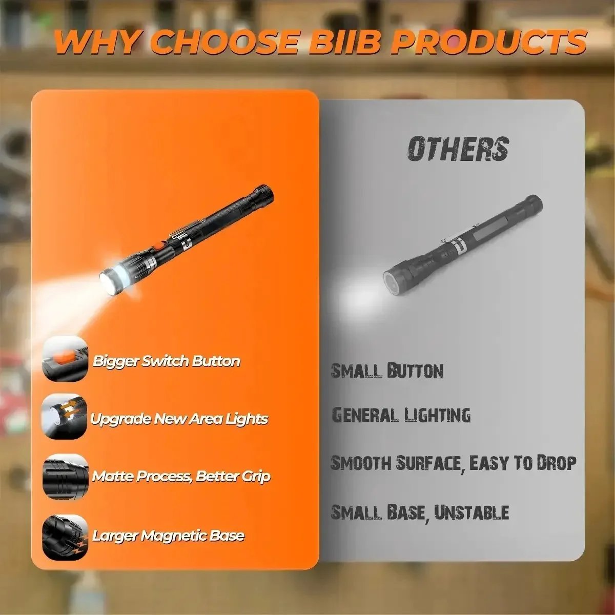 🌟✨ Extendable Magnetic Pickup Tool with LED Flashlight, Telescoping Magnet Retriever for Car Repair