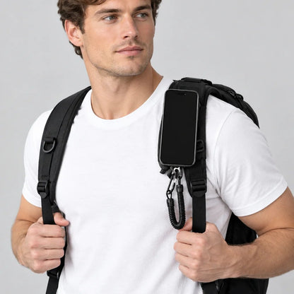 Magnetic Phone Holster 📱 – Quick-Release Belt Mount with Coil Lanyard