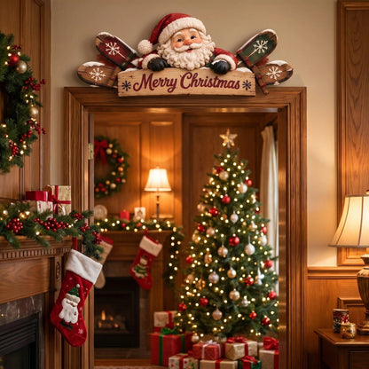 🎄 Rustic Winter Door Frame Topper – Christmas Cabin & Woodland Decor