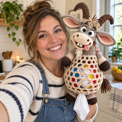 🧶 Cottage Harvest Keepers™ – Crochet Animal Bag Holder DIY Kit