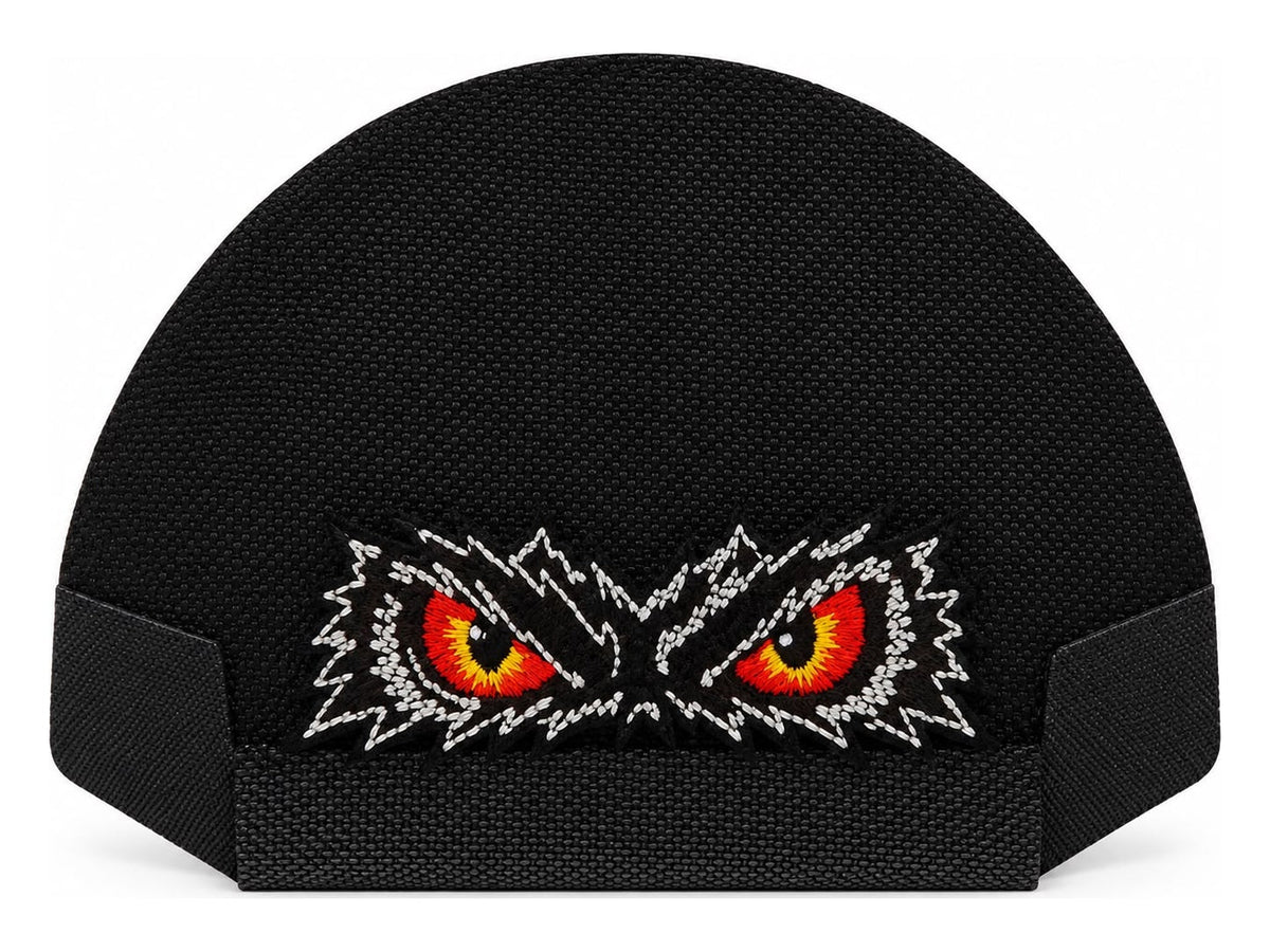 08 · Evil Eyes — Black embroidered cap-back insert; cap not included