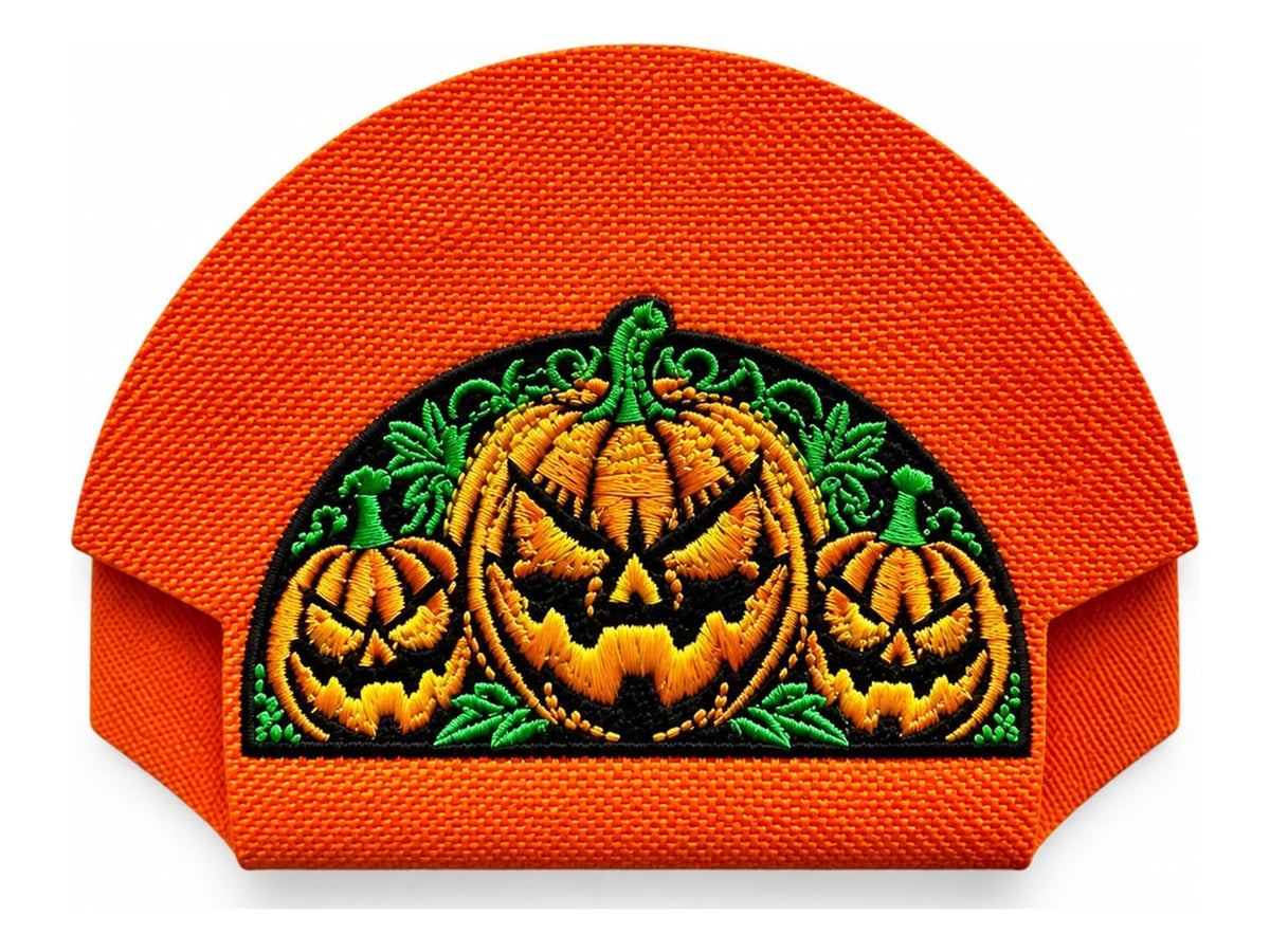 14 · Pumpkin Trio — Orange embroidered cap-back insert; cap not included