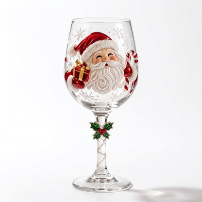 🎄 Set of 6 Christmas 3D Glass Goblets – Festive Holiday Drinkware Gift Set