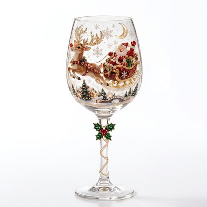 🎄 Set of 6 Christmas 3D Glass Goblets – Festive Holiday Drinkware Gift Set
