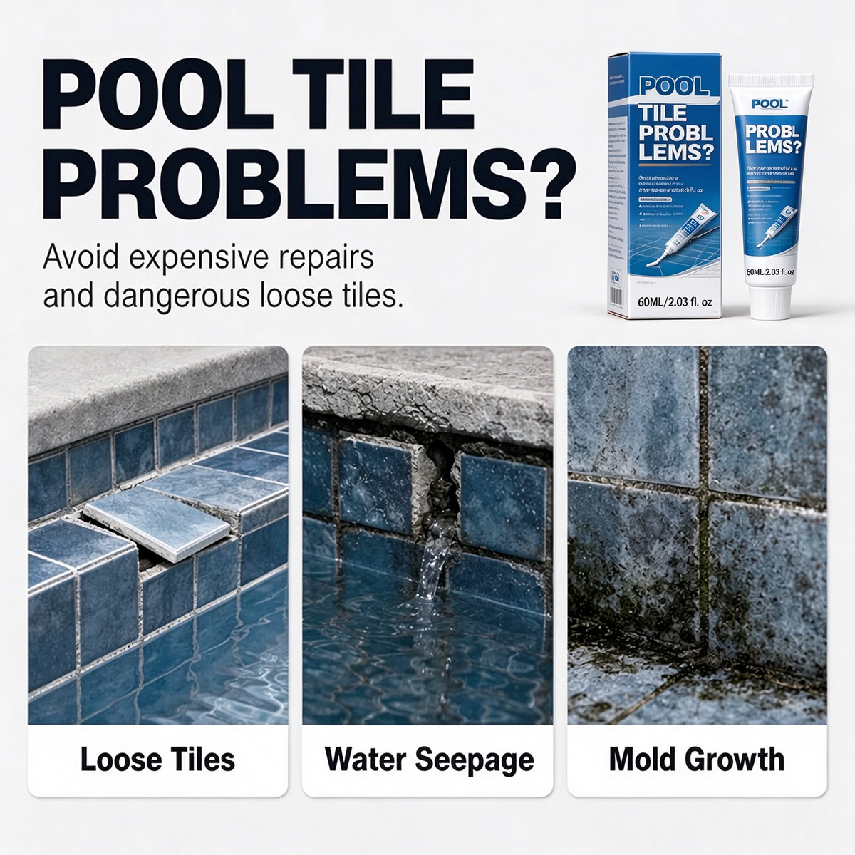💧🏊 Repair Loose Pool Tiles Without Draining Water! High Strength Underwater Pool Tile Adhesive