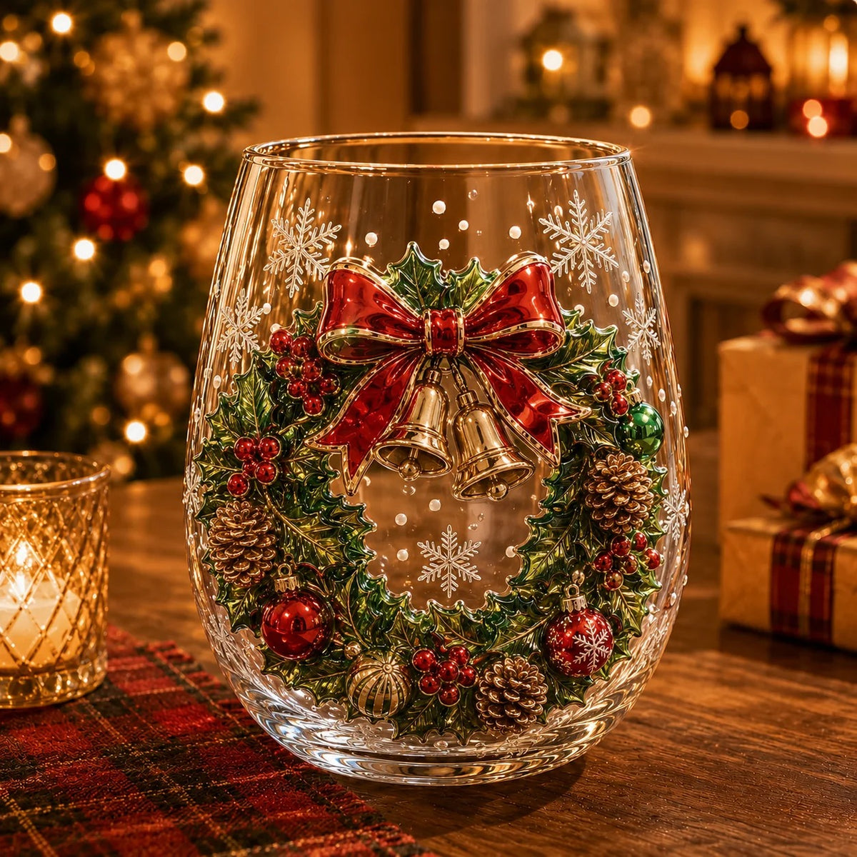 🎅Christmas Early Bird Sale🎄Christmas Glass Art Cup | Luxury Raised Holiday Glassware for Drinks, Decor & Christmas Gifts 🎁