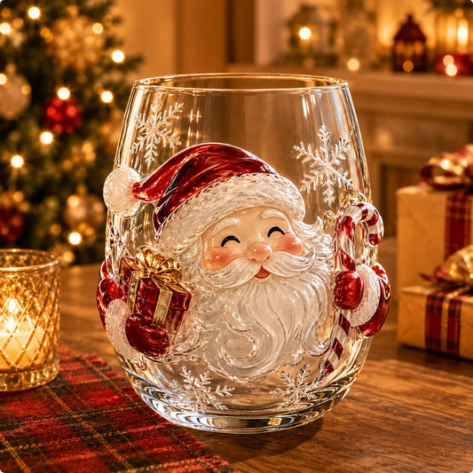 🎅Christmas Early Bird Sale🎄Christmas Glass Art Cup | Luxury Raised Holiday Glassware for Drinks, Decor & Christmas Gifts 🎁