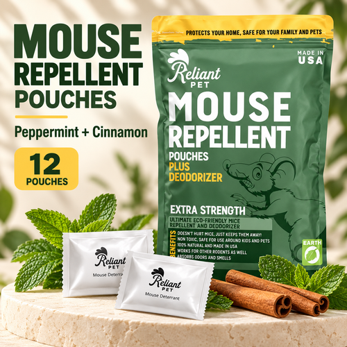 Reliant Pet Mouse Repellent Pouches – Peppermint & Cinnamon, 12 Pack