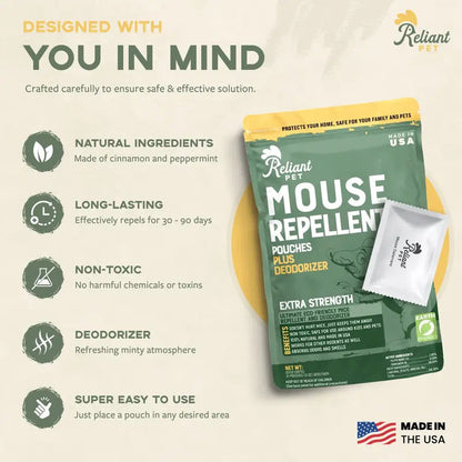 Reliant Pet Mouse Repellent Pouches – Peppermint & Cinnamon, 12 Pack