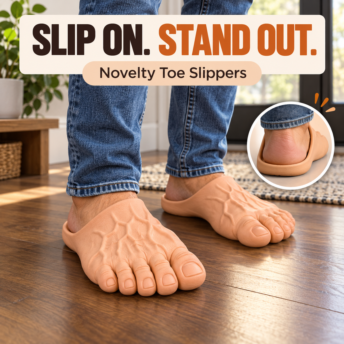 SLIP ON. STAND OUT. — novelty toe slippers