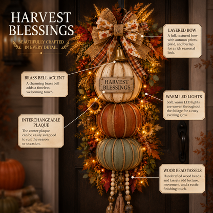 🎁 Last Day 49% OFF✨-🎄Lighted Stacked Pumpkin Fall Door Decorfor Cozy Autumn Home Entryway Charm 🍂