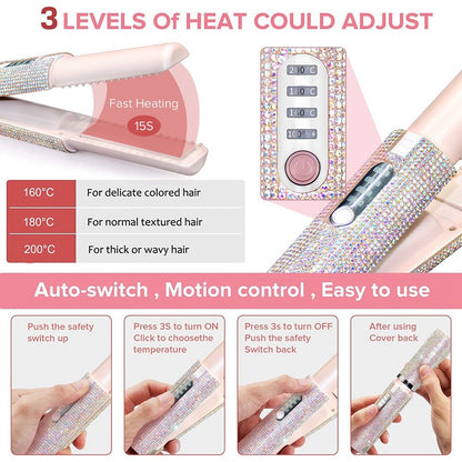 💕✨ Rechargeable Mini Hair Straightener – Cordless USB-C Portable Styling Iron