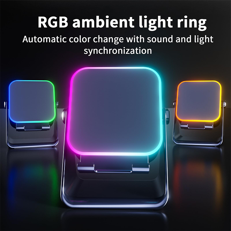 🎵📱 5-in-1: Bluetooth Speaker + Phone Stand + 8 RGB Lighting Effects + 360° Adjustable Mount + 3500mAh Battery