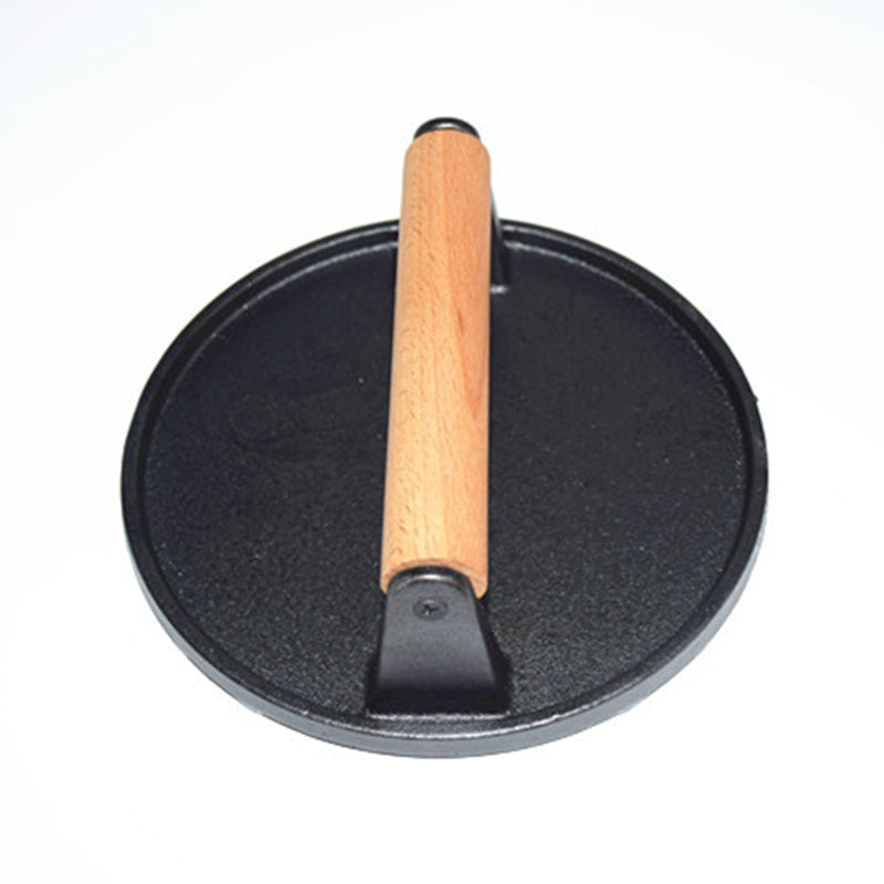 🍳 50% OFF! 🔥 Cast Iron Steak & Burger Press with Wooden Handle – Even Heat Distribution, Perfect Grill Marks & Easy Clean – Restaurant-Quality Results at Home 🥩✨