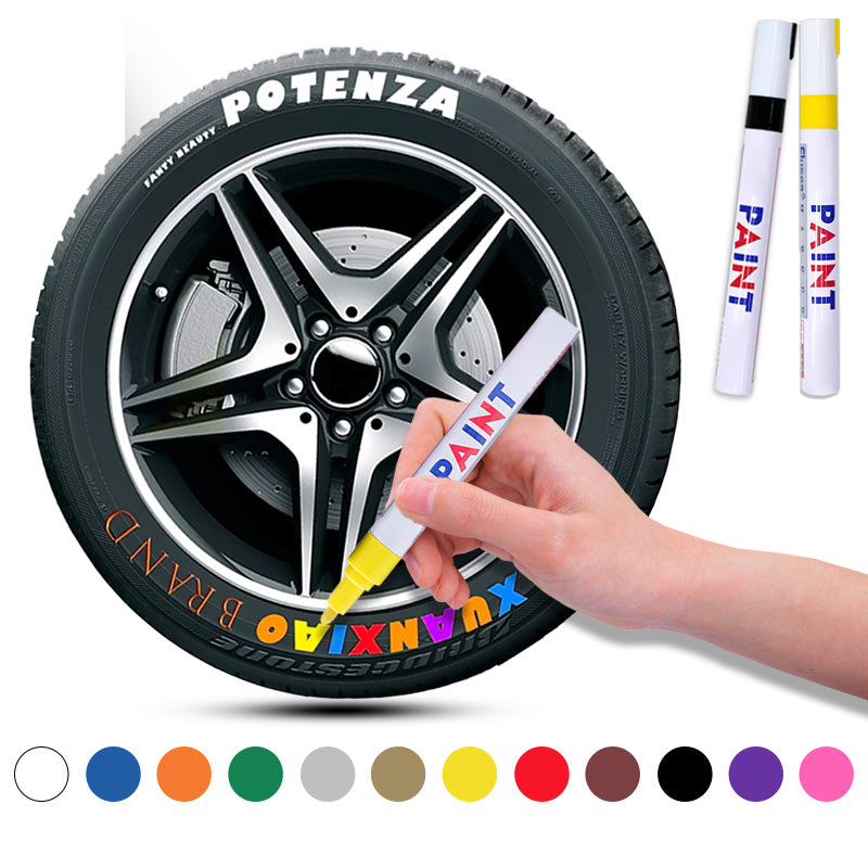 🛞 Waterproof Tire Paint Marker – 12 Colors for DIY Tire Lettering & Customization