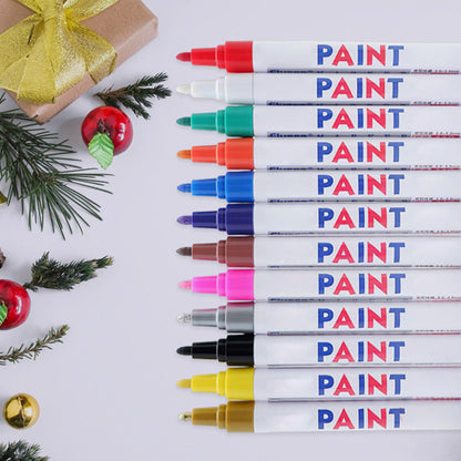🛞 Waterproof Tire Paint Marker – 12 Colors for DIY Tire Lettering & Customization