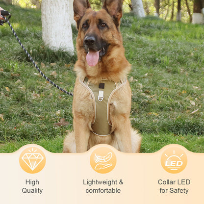 No Pull Dog Harness with Leash & Collar LED