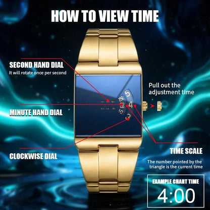 ⌚ 50% OFF NOW! – Men's Square Face Quartz Watch with Gold Stainless Steel Band | Business Casual Style ✨
