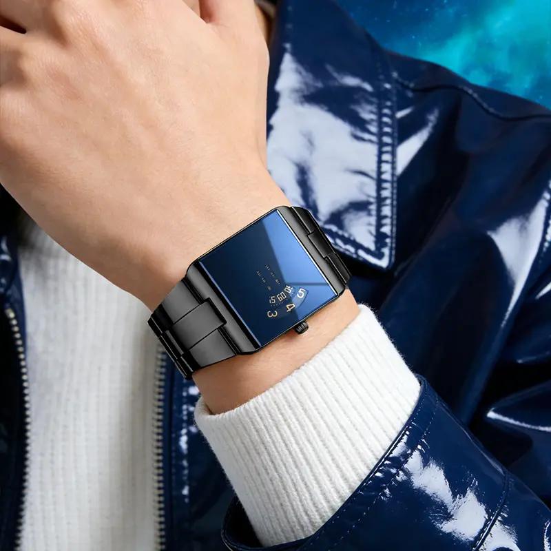 ⌚ 50% OFF NOW! – Men's Square Face Quartz Watch with Gold Stainless Steel Band | Business Casual Style ✨