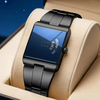 ⌚ 50% OFF NOW! – Men's Square Face Quartz Watch with Gold Stainless Steel Band | Business Casual Style ✨