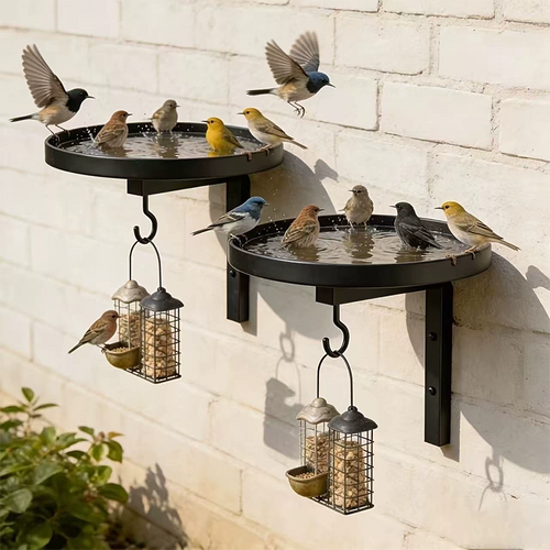 🏡Limited-Time 50% Off – Wall-Mounted Metal Bird Bath – Bronze Finish 🐦🧱🛁