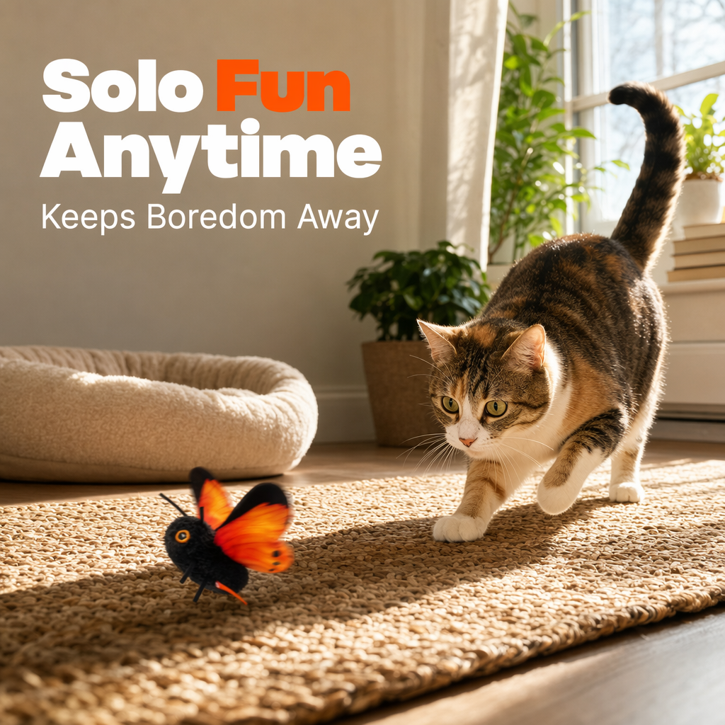 🦋 50% OFF! 🐱 Smart Sensing Flapping Butterfly Toy – Interactive Motion-Activated Cat Toy ✨