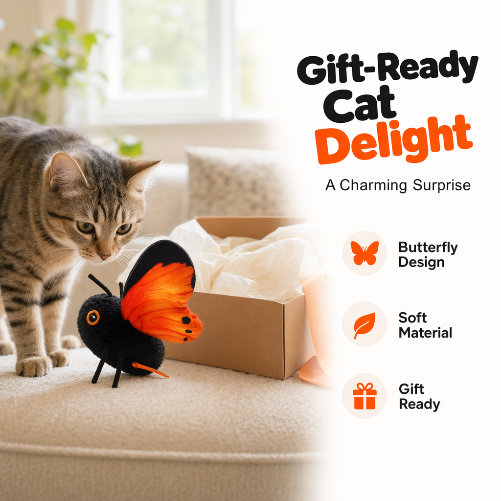 🦋 50% OFF! 🐱 Smart Sensing Flapping Butterfly Toy – Interactive Motion-Activated Cat Toy ✨