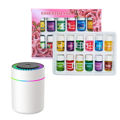 🌈  Aromatherapy Humidifier with Colorful LED Lights & 12-Pack Water-Soluble Essential Oils Set ✨