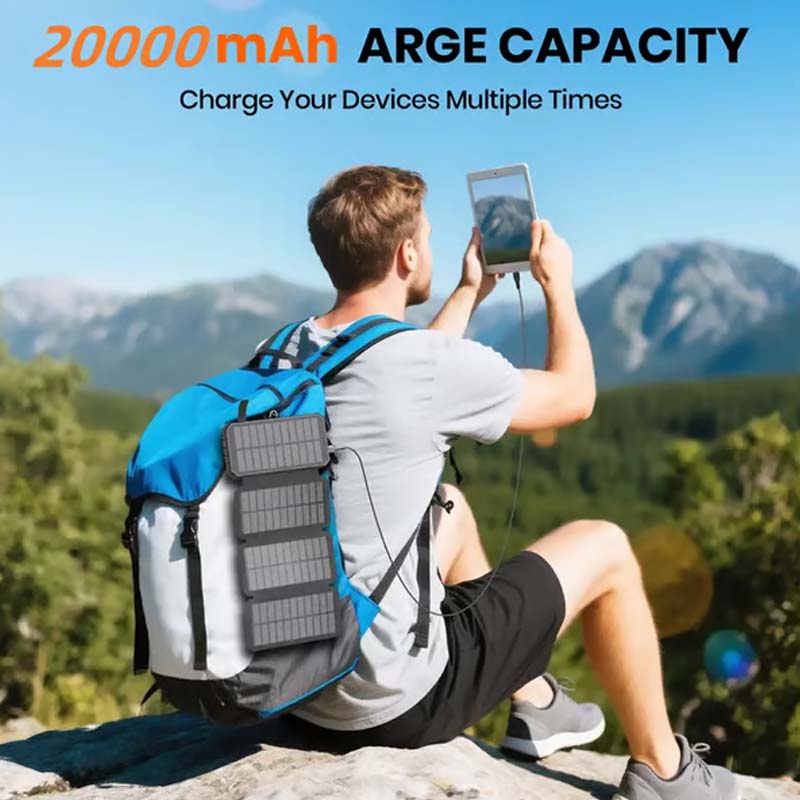 🔋 Half-Price Deal! ☀️ 20,000mAh Solar Power Bank - Features Wireless Charging And LED Flashlight