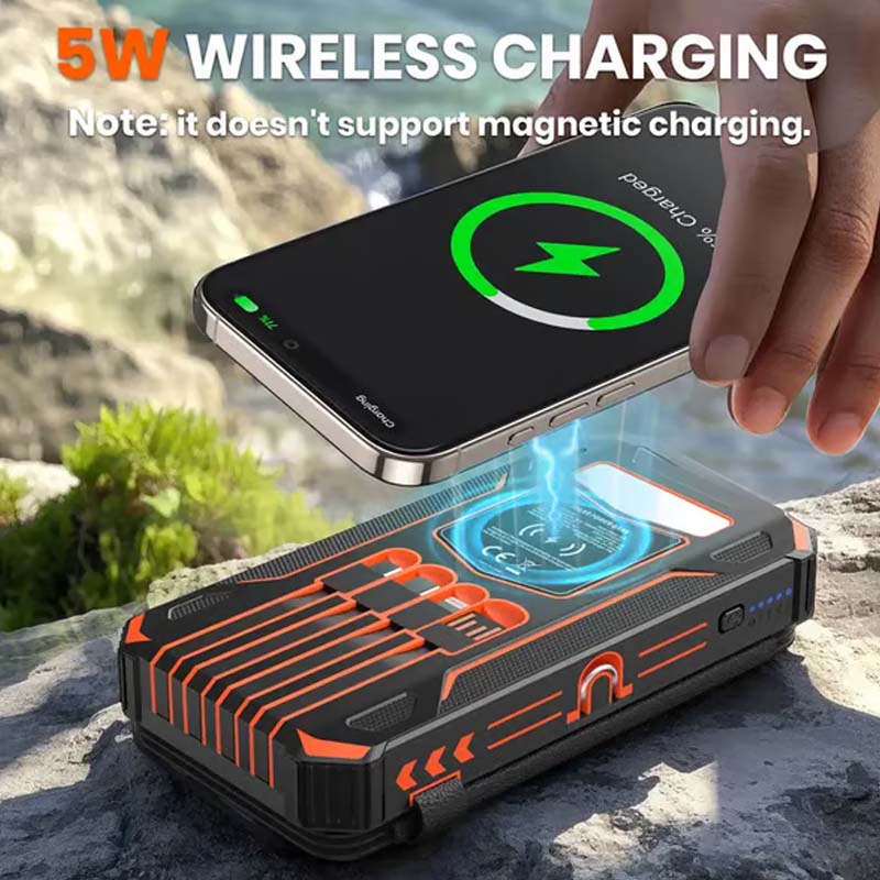 🔋 Half-Price Deal! ☀️ 20,000mAh Solar Power Bank - Features Wireless Charging And LED Flashlight