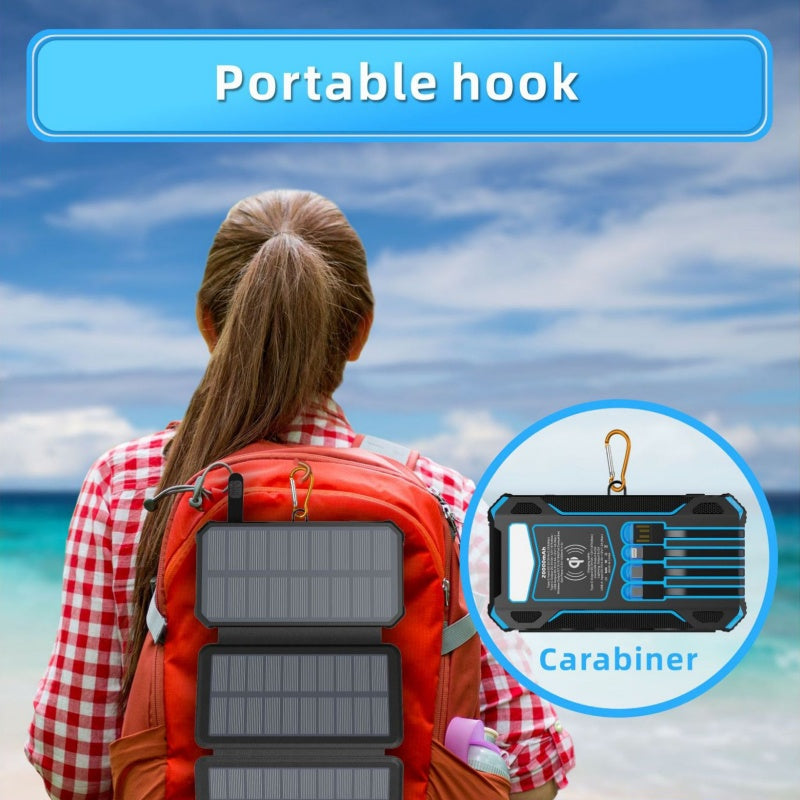🔋 Half-Price Deal! ☀️ 20,000mAh Solar Power Bank - Features Wireless Charging And LED Flashlight