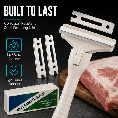 🥩🔥 48% OFF! Stainless Steel Meat Scraper – Easy Fat & Fascia Removal Tool for Beef & Pork 🔪✨