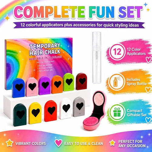 🌈 Temporary Hair Chalk Set for Girls – Washable Color Sticks for Fun DIY Hair Styling