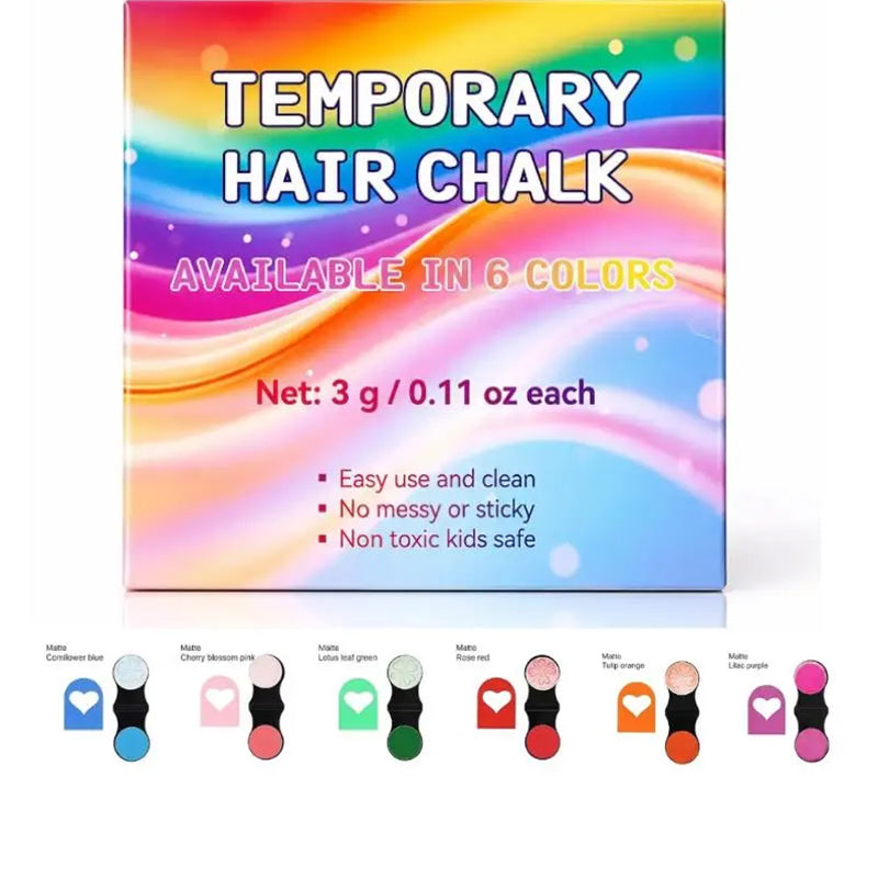 🌈 Temporary Hair Chalk Set for Girls – Washable Color Sticks for Fun DIY Hair Styling