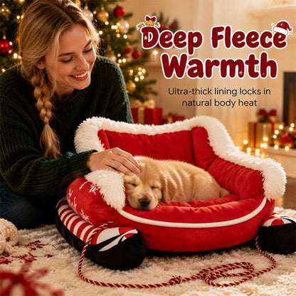 ⏰Christmas Sleigh Pet Bed with Removable Cushion