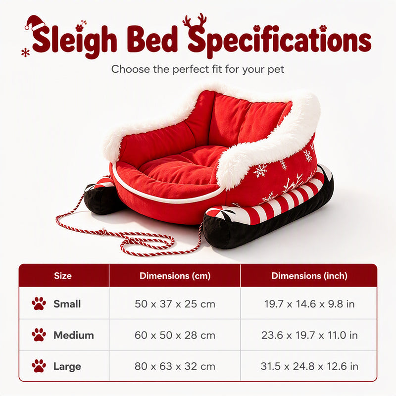 ⏰Christmas Sleigh Pet Bed with Removable Cushion