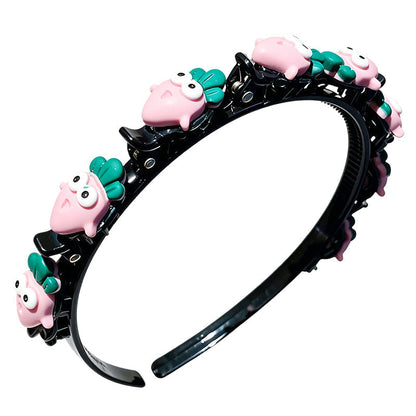 🎀 Cute Braiding Headband for Girls – Built-In Mini Styling Clips for Easy Hairstyles